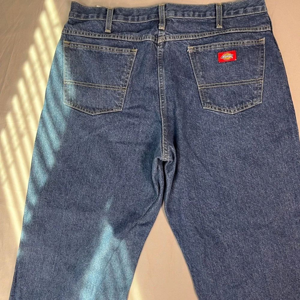 Y2K Dickies Mens Straight Leg Denim Jeans Medium Wash Blue 36x34